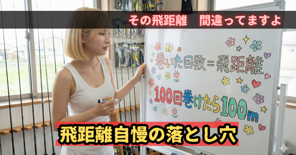 リール100回巻いても100m飛んでない!?飛距離計算の落とし穴と「真の巻き取り量」とは？そんな聞きたくもない話｜飛距離の計り方
