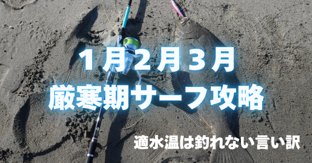 １月２月３月の厳寒期サーフは適水温ではないから釣れない？厳寒期のサーフの攻略のヒント、寒ビラメがよく釣れるルアーとは？そんな話【ヒラメマゴチフラットフィッシュ】